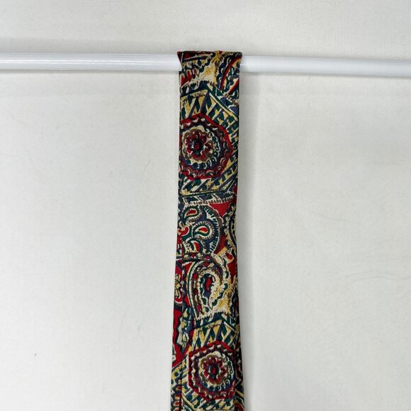 Silk Accents Men’s Neck Tie 4” Maroon Blue Beige Paisley 100% Silk Necktie USA - Picture 8 of 10